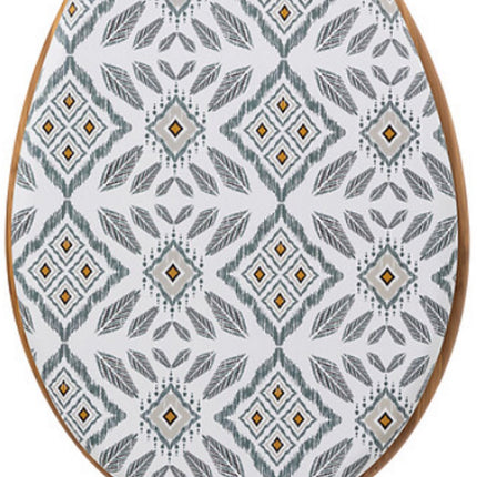 Hapache Abattant WC Blanc Gris - Motif Mandala Élégant - 36 x 42.5 x 5.3 cm - Taille Universelle - Nettoyage Facile - Matériau HDF Durable / Siège WC