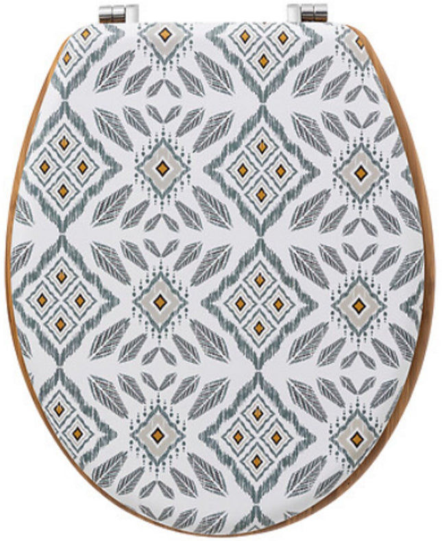 Hapache Abattant WC Blanc Gris - Motif Mandala Élégant - 36 x 42.5 x 5.3 cm - Taille Universelle - Nettoyage Facile - Matériau HDF Durable / Siège WC