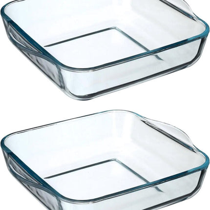Plat à four Secret de Gourmet carré - Verre - 22 x 6 cm - Lot de 2