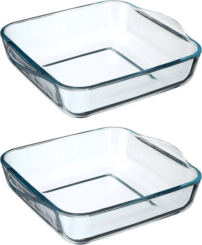 Plat à four Secret de Gourmet carré - Verre - 22 x 6 cm - Lot de 2