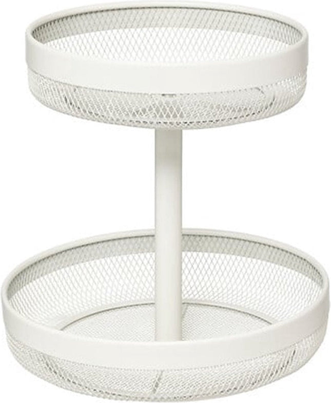 5Five Corbeille/coupe à fruits à 2 étages modèle Double Fruit - métal - D30 x H31 cm - blanc - ronde - Coupes à fruits de grande capacité