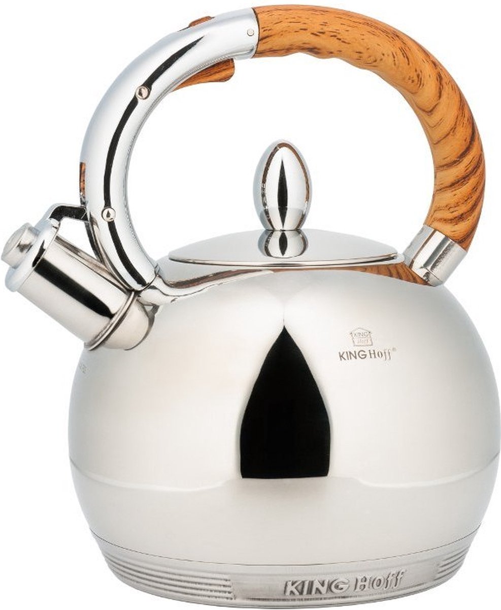 Kinghoff 3778 - Flötenkessel - Edelstahl - 3 Liter - Holzgriff