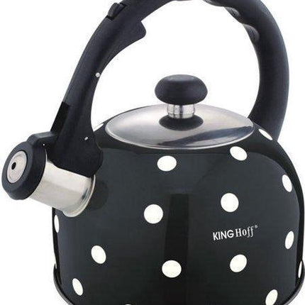 Kinghoff Bouilloire à sifflet à pois noirs - 2,6 L