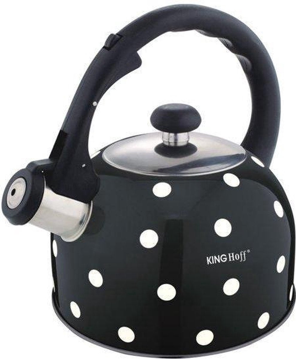 Kinghoff Whistling Kettle black dotted - 2.6 L