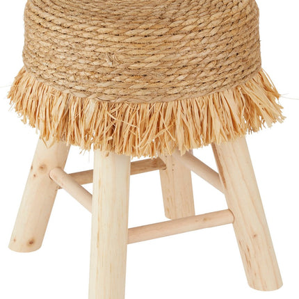 Atmosphera Gimpo Tabouret/Pouf - Ø30xH40cm - Repose-pieds - Beige