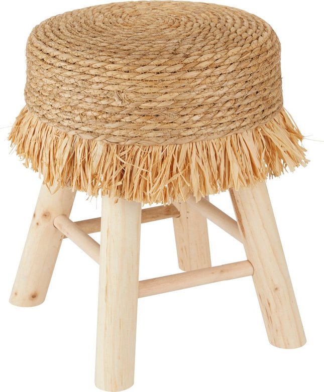 Atmosphera Gimpo Tabouret/Pouf - Ø30xH40cm - Repose-pieds - Beige