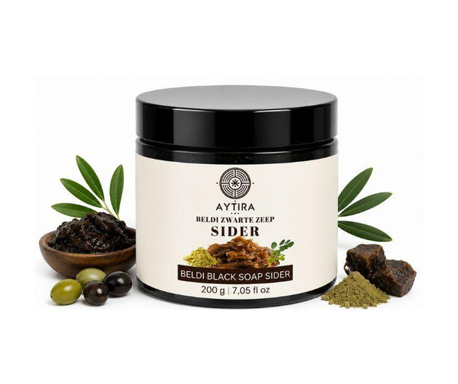 AYTiRA Beldi Zwarte Zeep Sider 200g – Traditionele Marokkaanse Hammam Zeep