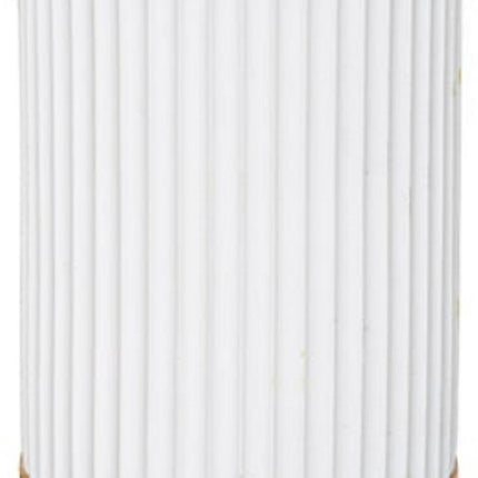 Porte-Brosse à Dents Moderne Blanc - Résine et Bambou - Organisateur de Salle de Bain - Diamètre 7,2 x Hauteur 11 cm - Moderne - Gobelet à Brosse à Dents - Gobelet de Salle de Bain