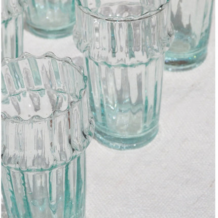 Set van 6 handgemaakte Marokkaanse drinkglazen van gerecycled glas