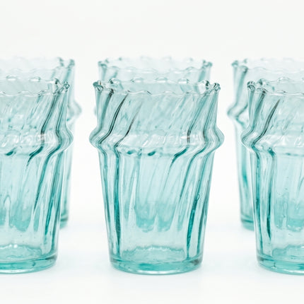 Set van 6 handgemaakte Marokkaanse drinkglazen van gerecycled glas