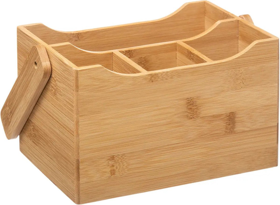 Keuken gerei rekje/aanrecht spullen organizer - 20 x 14 x 24 cm - bamboe