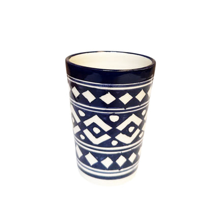 Tasse marocaine Fès – Poterie bleu foncé – Faite à la main