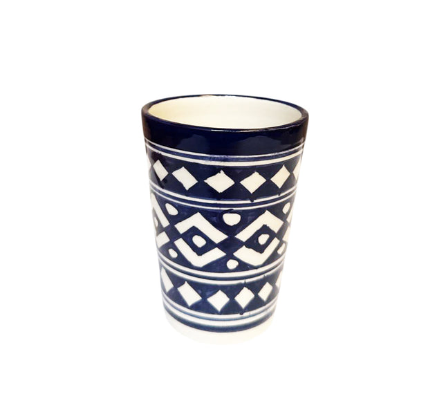 Tasse marocaine Fès – Poterie bleu foncé – Faite à la main