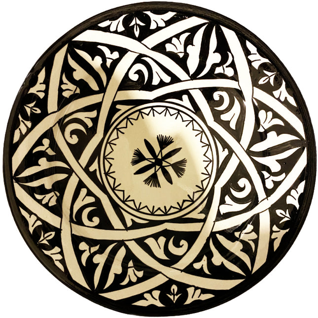 Plat marocain en céramique noir et blanc 26 cm