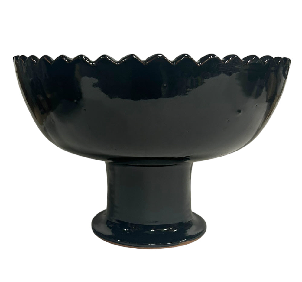 Marokkaanse aardewerk kom op voet Shining black – zigzag, Ø 15 tot 30 cm – foto 18