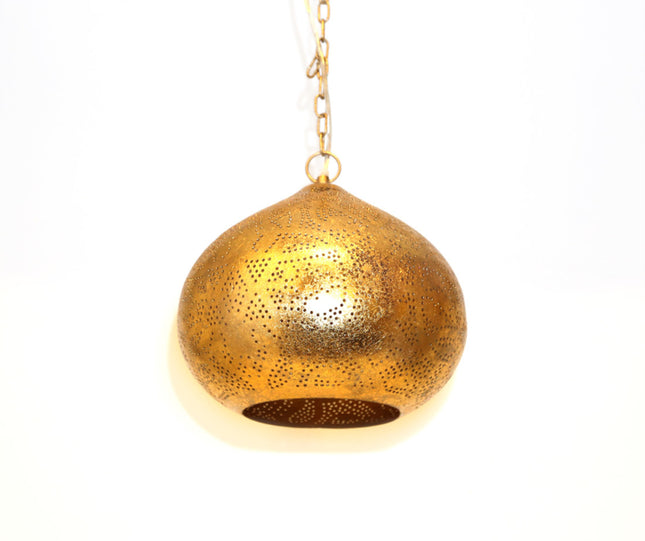 Suspension orientale style filigrane - citrouille - suspension dorée vintage filigrane