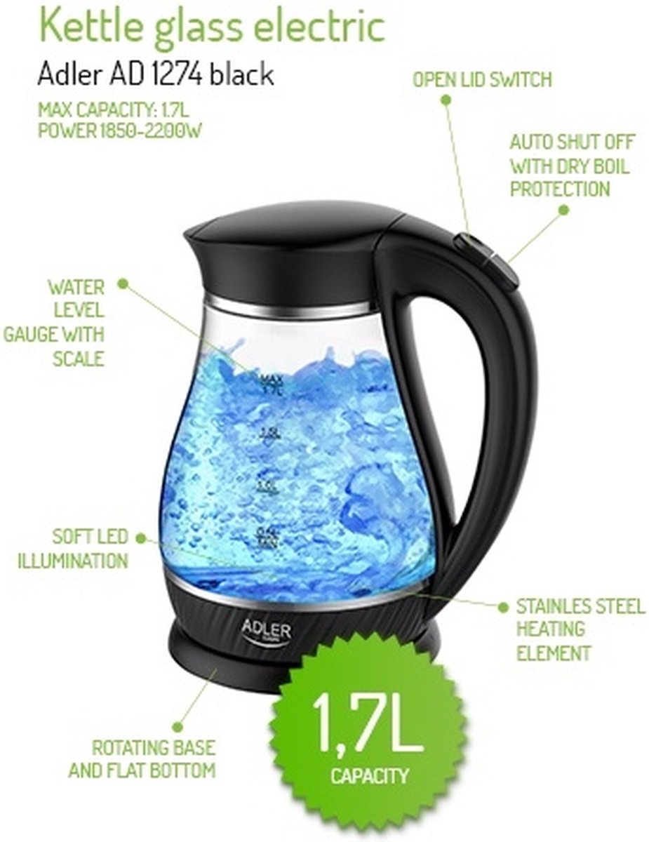 Wasserkocher - schwarz - 1,7 Liter