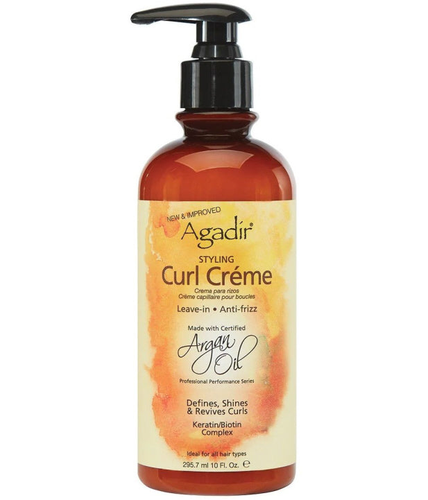 Crème Coiffante Sans Rinçage Agadir à l'Huile d'Argan Boucles Complexe Kératine Biotine 10oz