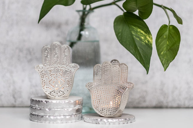 Photophore Fatima double argenté