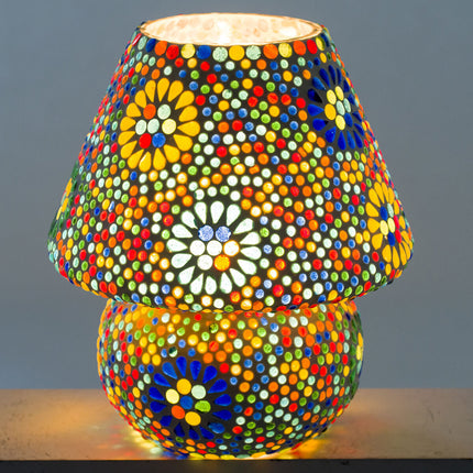 Lampe de table arabe | Lampe marocaine | Forme champignon | 22x18x18cm | Multicolore