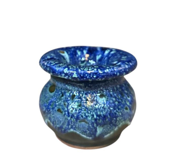 Marokkaanse asbak met deksel – handgemaakt keramiek, blauw glazuur, Ø 7,5 cm – foto 2