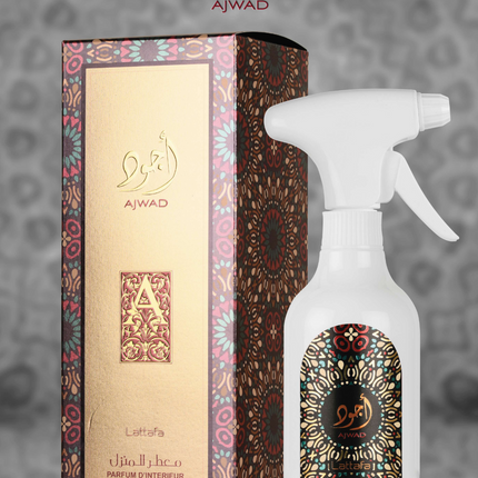 Lattafa Ajwad Assainisseur d'air Spray d'ambiance 450ml Spray longue durée pour chambre / voiture - Désodorisant