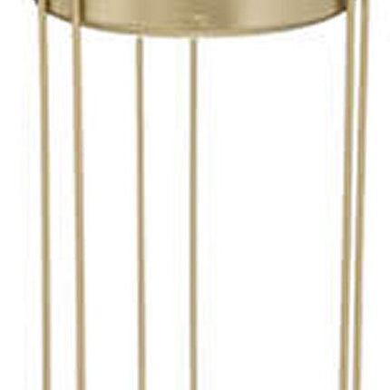Pots de fleurs 2x sur support en métal doré - D18 x H41/D21 et H58 cm