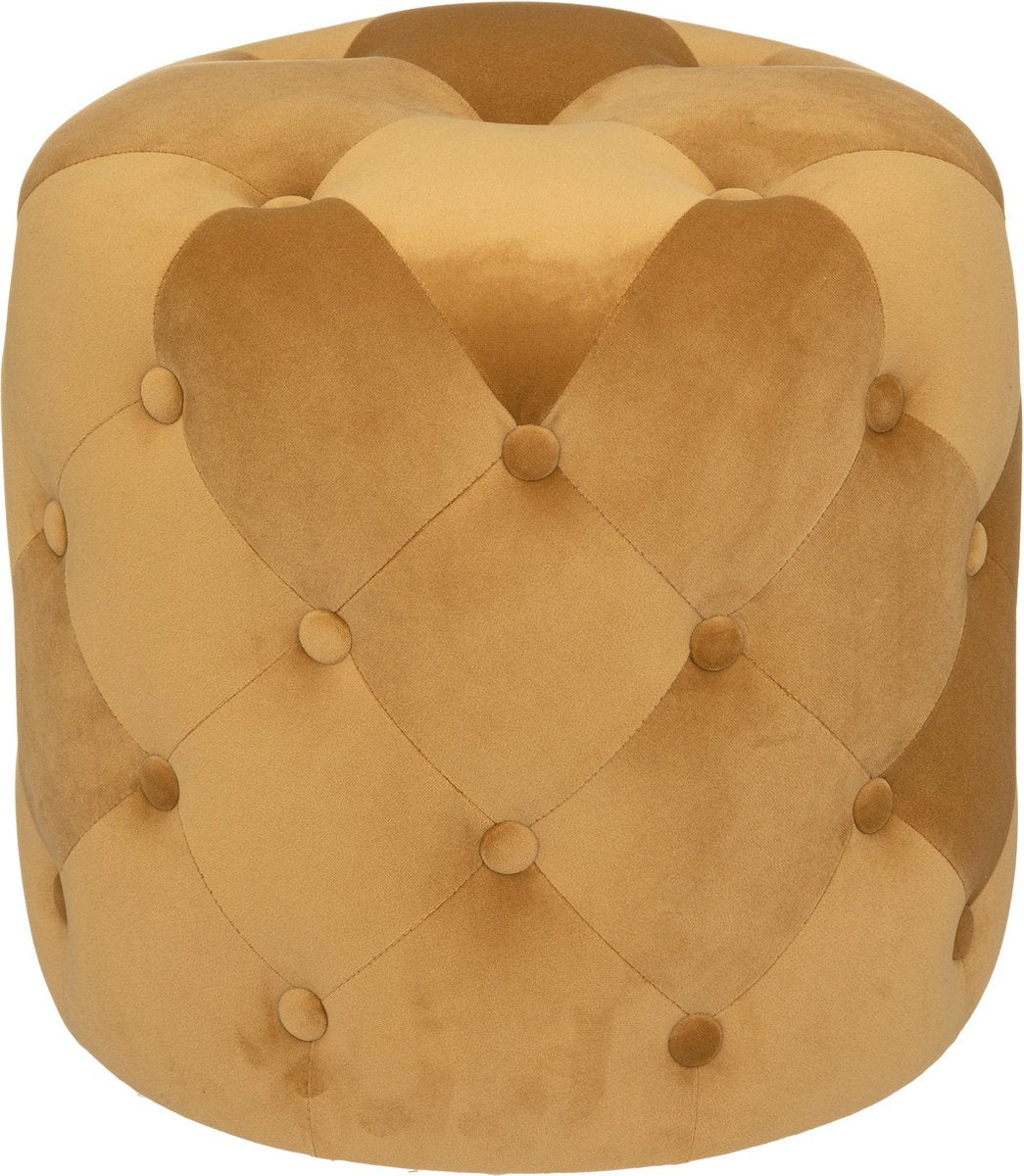 Atmosphera Adriana Pouf - Samt - Ocker - Durchmesser 38 cm