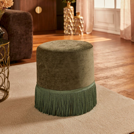 Pouffe velours Atmosphera Alanya - Ø38xH38cm - Vert