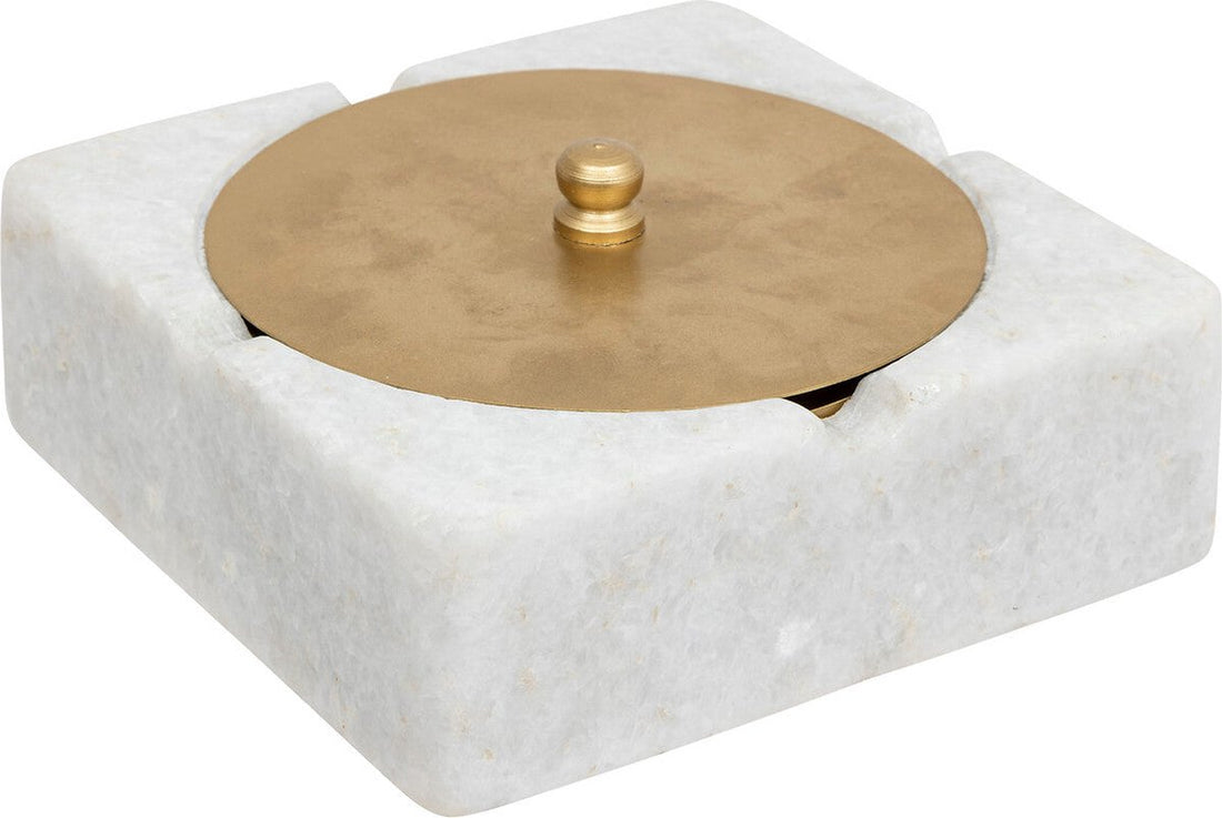 Aschenbecher Tropical Boudoir Marmor/Metall 15x5cm - Weiß/Gold