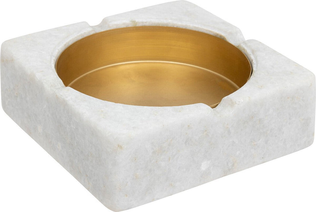 Aschenbecher Tropical Boudoir Marmor/Metall 15x5cm - Weiß/Gold