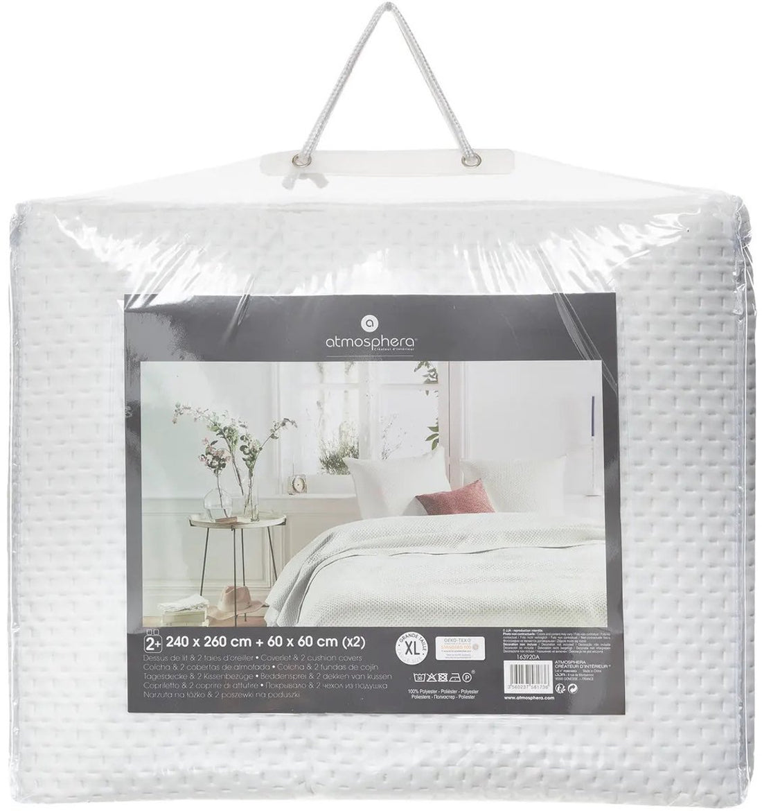 Atmosphera bedsprei Dolce Vita – 240 x 260 cm, ivoorwit, met 2 kussenslopen – foto 2