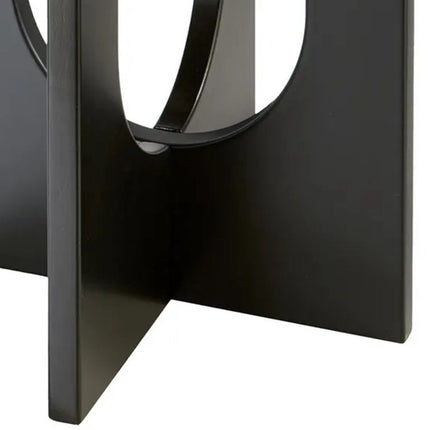 Table d'appoint/table basse Atmosphera Bloom - noire - bois MDF - ronde - Réhausseur de plantes