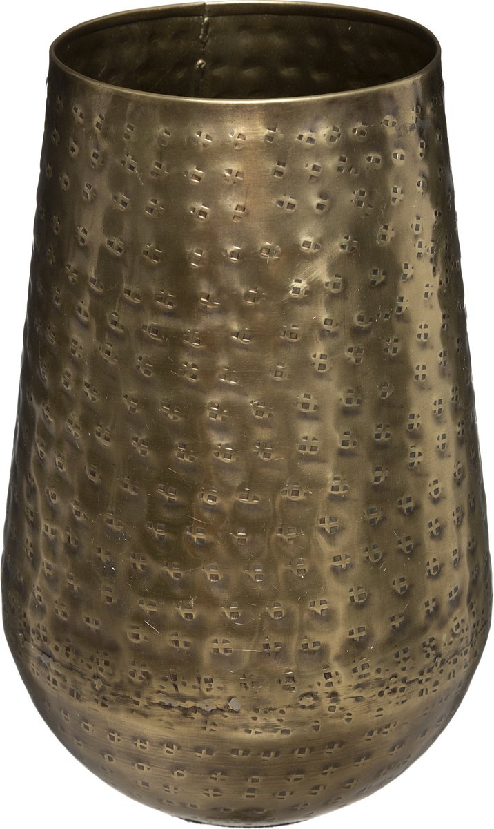 Atmosphera Bloemenvaas - metaal - bronskleurig - metallic - 15 x 23 cm