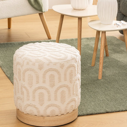 Atmosphera Pouf Copas - Ø38xH38cm - Repose-pieds - Blanc
