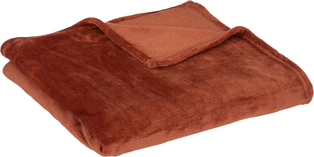 fleece blanket/fleece throw - terracotta - 125 x 150 cm