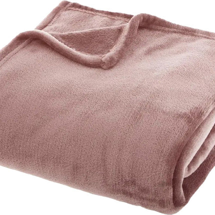 Couverture polaire/plaid polaire - vieux rose - 180 x 230 cm - polyester - Couverture Molton