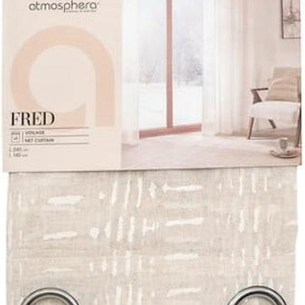 Atmosphera Fred Rideau imprimé 140x240cm - Prêt à poser à œillets - Beige