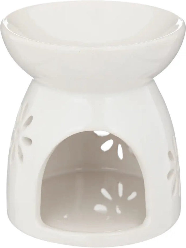 Brûleur pour cubes d'ambre/huiles parfumées - céramique - blanc