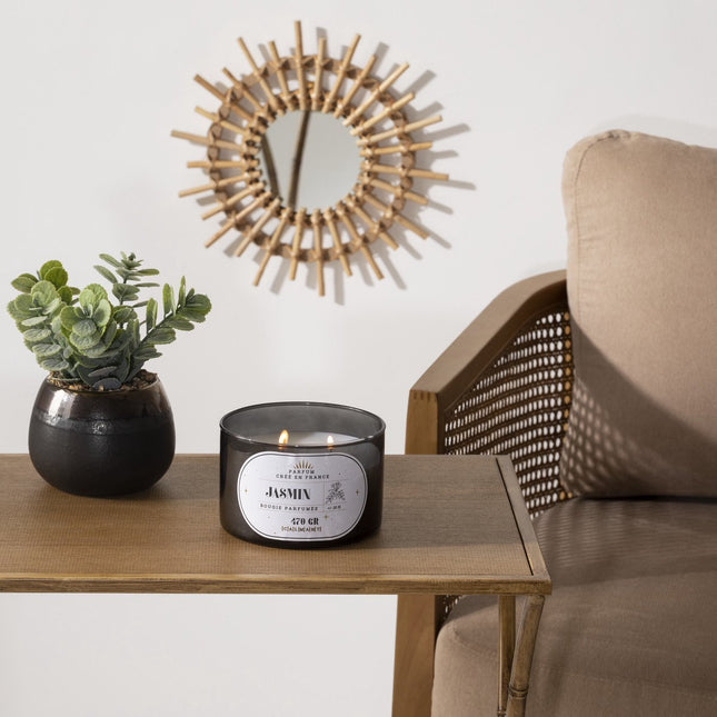 Geurkaars in glas, 470 g, geur jasmijn - Houten lont - Knetterlont - Kaars