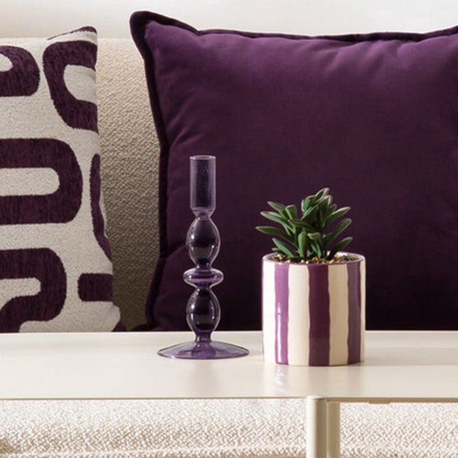 Atmosphera Bougeoir en verre Ø9xH19cm - Violet
