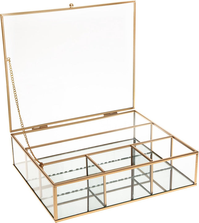 Boîte à bijoux en verre cadre doré - Grande