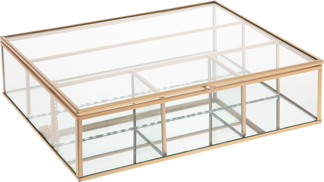 Atmosphera glazen sieradendoos met gouden frame – large, 27 x 22,5 x 7 cm – foto 2