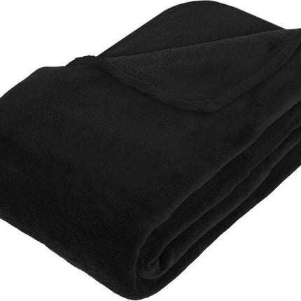 Atmosphera Grande couverture de canapé en polaire/plaid en polaire - noir - 180 x 230 cm