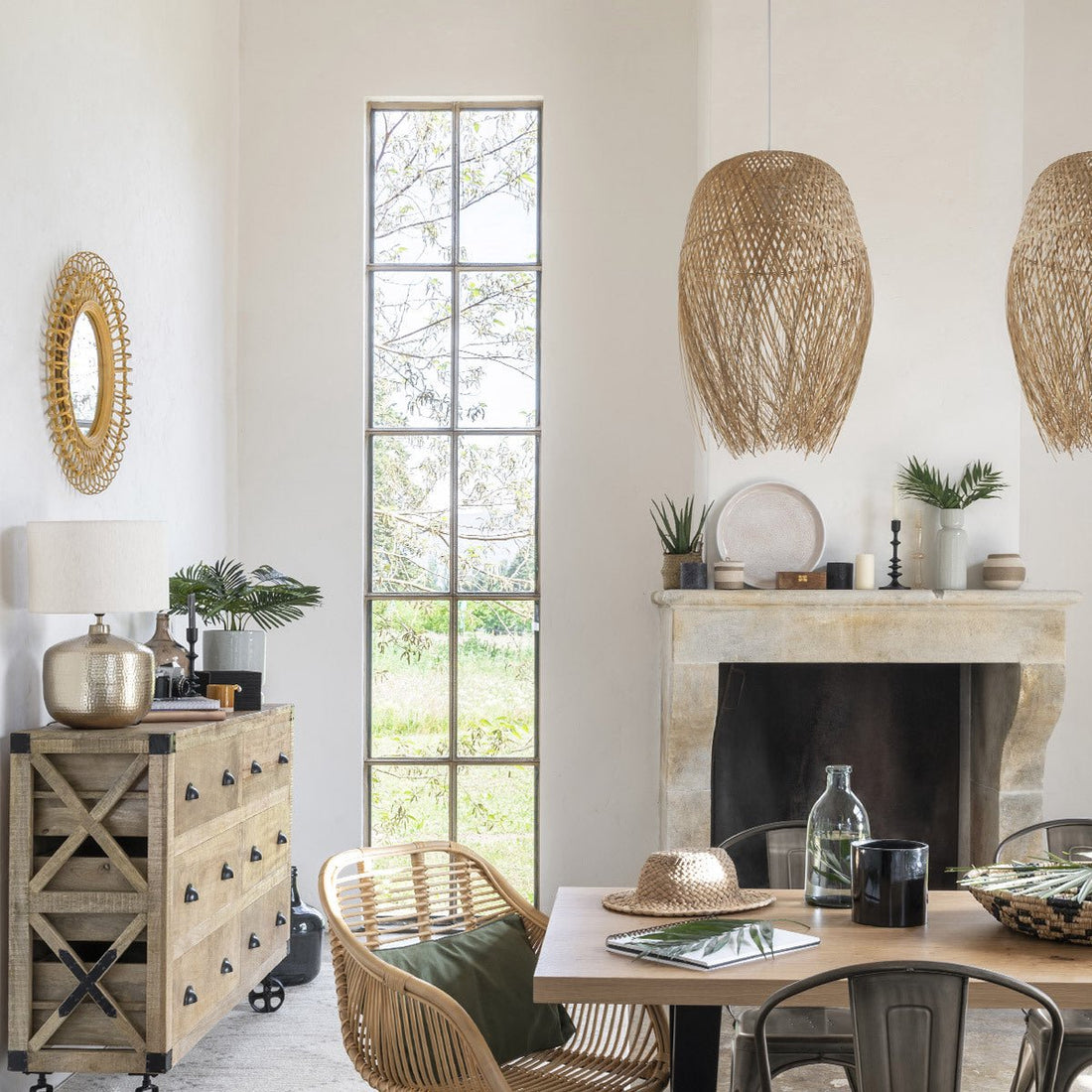 Atmosphera Pendant Light Elis - E27, not included - Ø40xH60cm - Natural