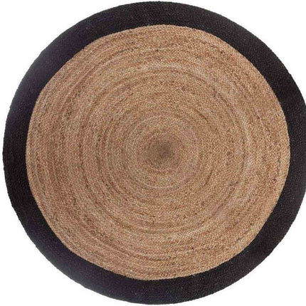 Tapis rond en jute Atmosphera avec bordure noire naturelle diamètre 120 cm