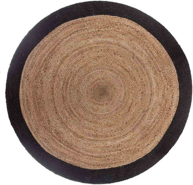 Tapis rond en jute Atmosphera avec bordure noire naturelle diamètre 120 cm