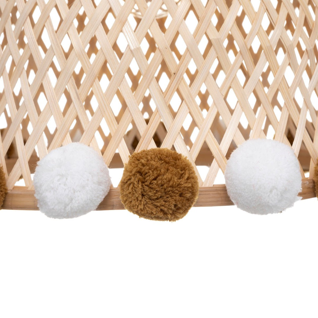 Kinderlampe/Hängelampe Bambus mit Pompons - Ø28xH20cm