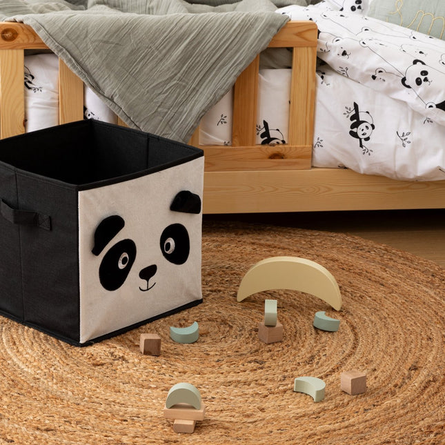 Atmosphera Kids Boîte de rangement Panda - 29x29x29cm - Pliable - Blanc/Noir