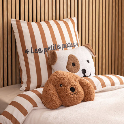 Atmosphera Kids Coussin décoratif Woef - 40x10x40cm - Blanc/Marron